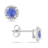 Diamond Accent Frame Tanzanite Stud Hoops