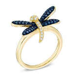 Dragonfly Blue and White Ring